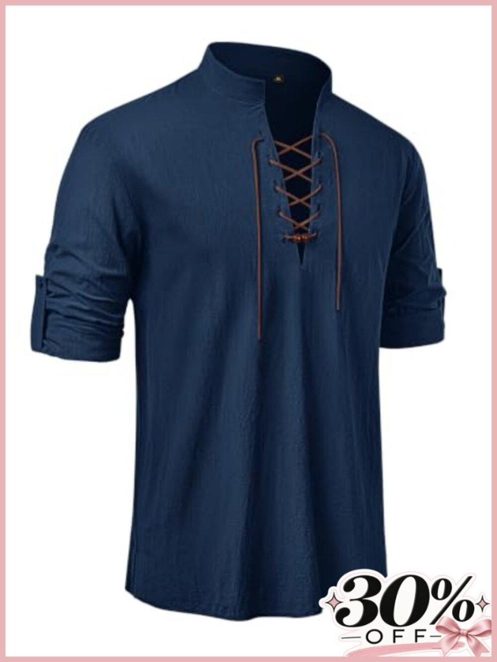 Men's Pirate Shirt Renaissance Medieval Pure Cotton Lace-Up Costume Top